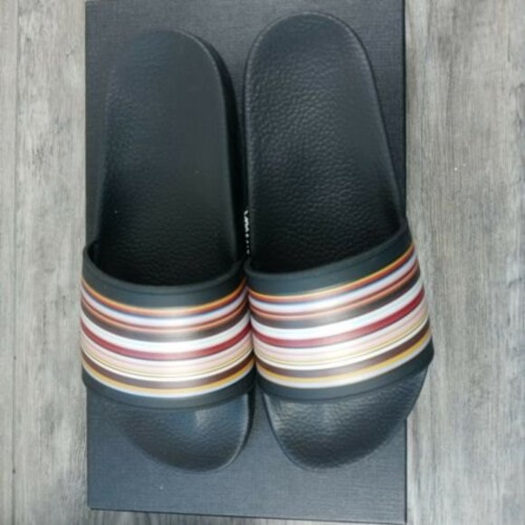 PAUL SMITH Black Stripe Ruben Men’s Slides Sandals Flip Flops NEW BOX 8 Italy main image 8